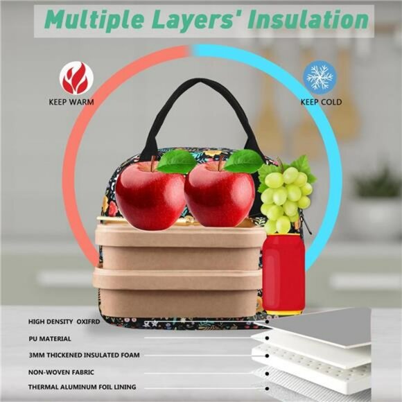 Insulated Lunch Bag Leakproof Lunch Tote Large Capacity Cooler for Work Picnic - Picture 4 of 7